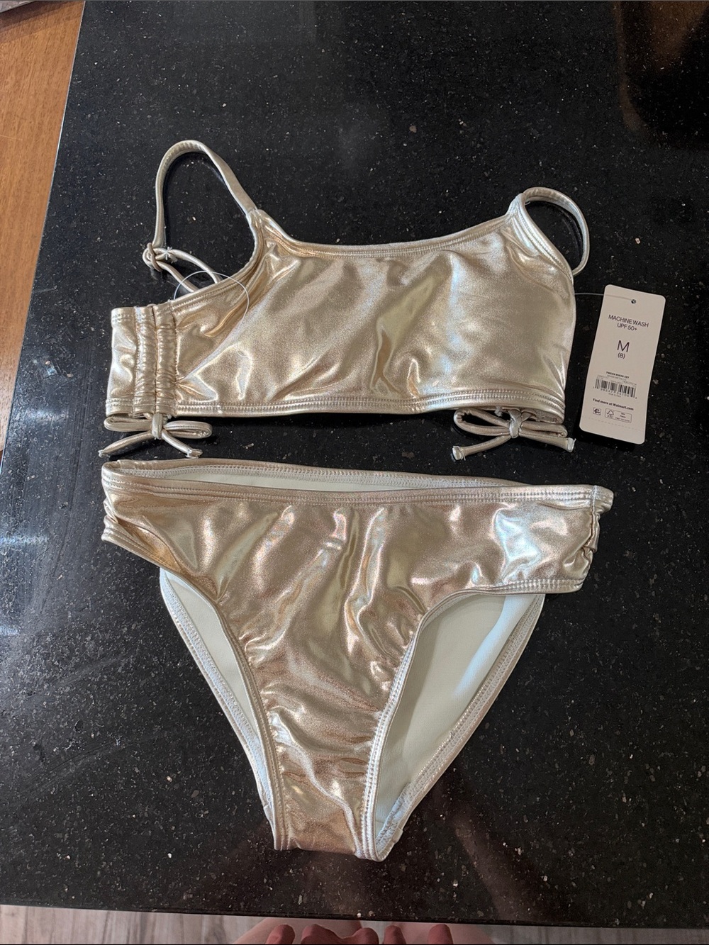 Child’s Metallic Gold Women's Bikini Set - Shimmer Two-Piece Swimwear